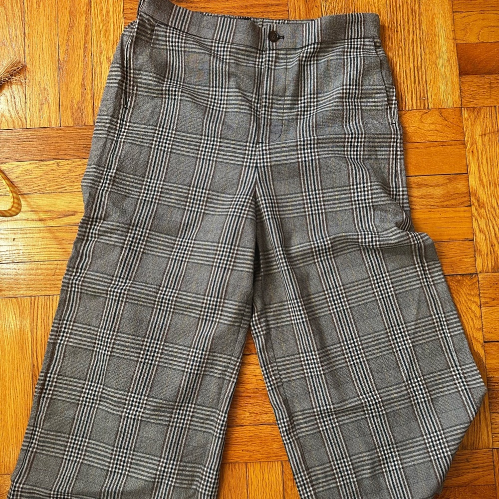 Madewell Brown and Gray Plaid Pants size L